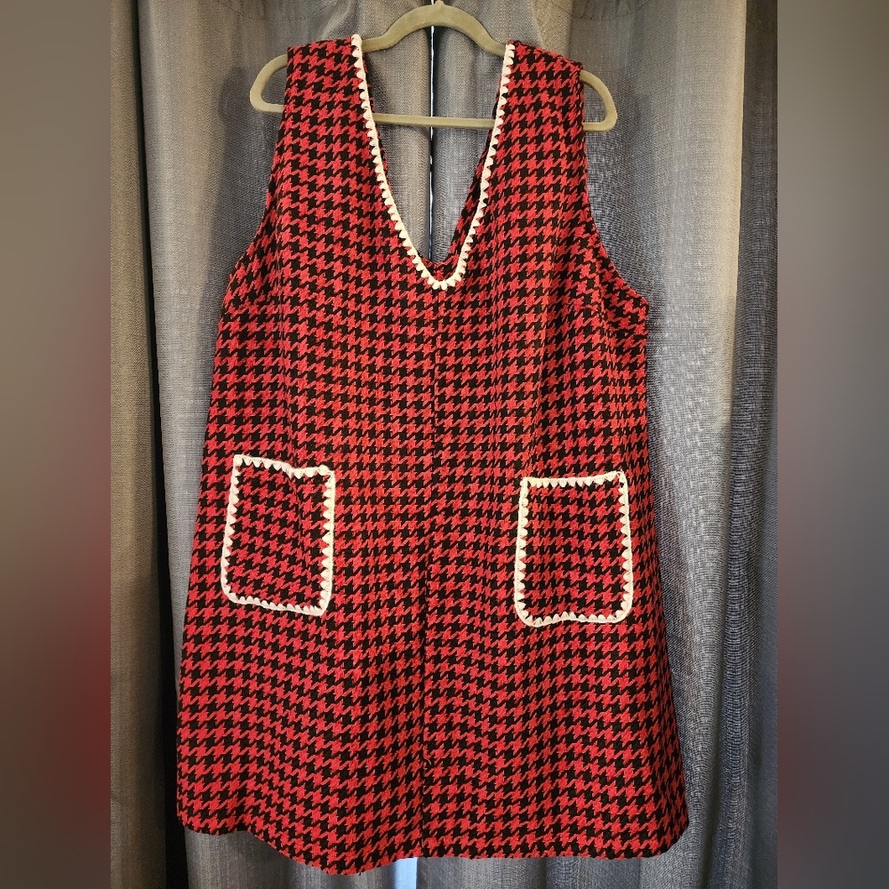 Red and Black Houndstooth Dress